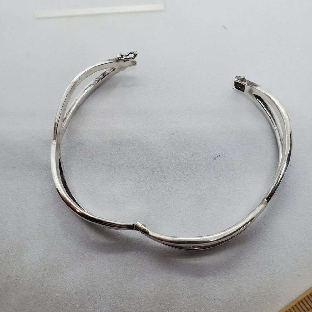 Sterling Silver Hinged Bracelet Bangle ATI 925 - Picture 4 of 7